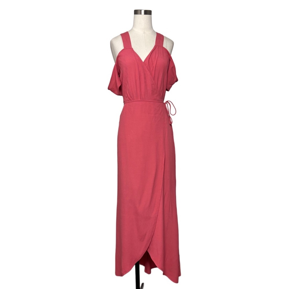 Reformation Jules Pink Midi Wrap Dress - Picture 3 of 8